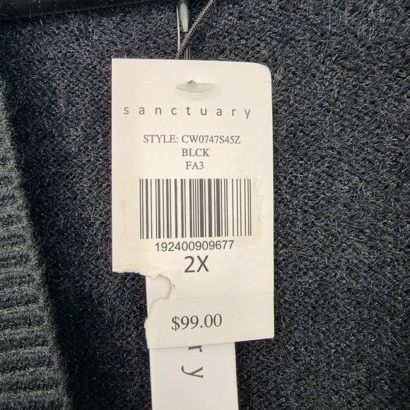 Sanctuary Black Fuzzy Knit Button Down Long Sleeve Cardigan NWT Size 2X - Picture 5 of 7